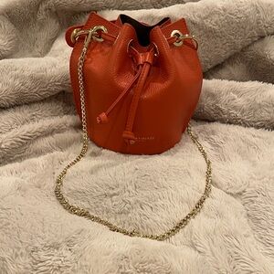 Divina Firenze Genuine Leather Vibrant Orange Mini Bag NEW